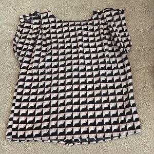 Pink black white blouse